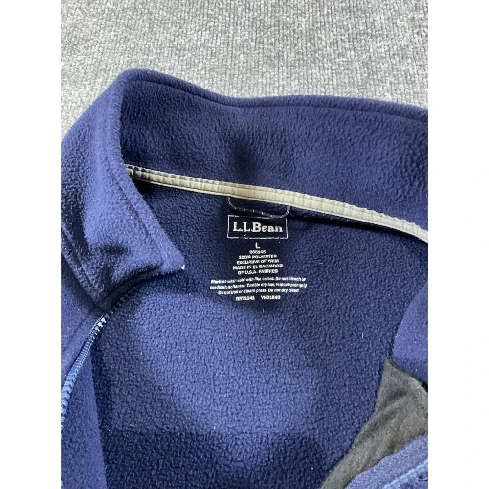 LL Bean Fleece Vest Mens Large Navy Blue Full Zip Outdoor Hiking Casual Jacket